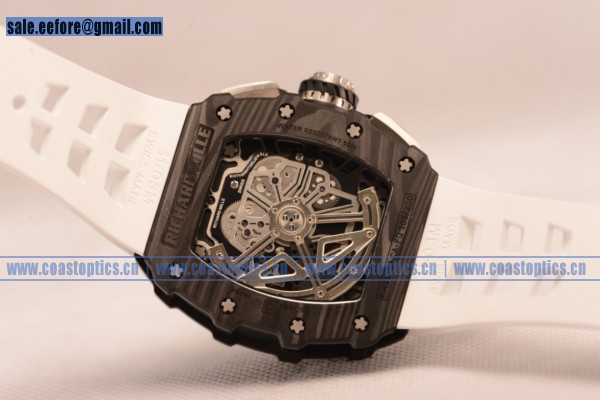 1:1 Clone Richard Mille RM11-03 Carbon Fiber Miyota 6T51 Automatic Skeleton Dial White Rubber Strap (KV)